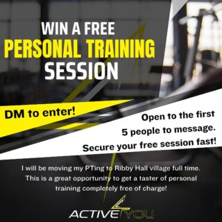 ‼️Giveaway Alert! ‼️Be one of the first 5 people to message me to win a FREE personal training session at @ribbyhallvillage ! 💪🏻🏋️‍♂️ (NO MEMBERSHIP REQUIRED) Don’t miss out on this opportunity to kickstart your fitness journey! #giveaway #freeptsession #fitnessgoals